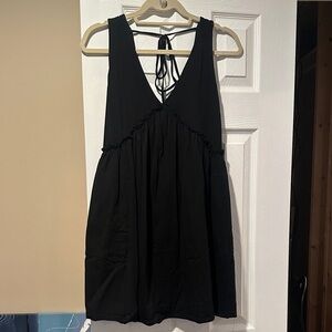 Black Sleeveless Dress with Tie Back